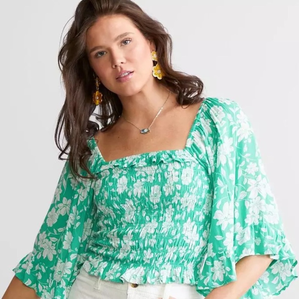Billabong Green Floral Blouse